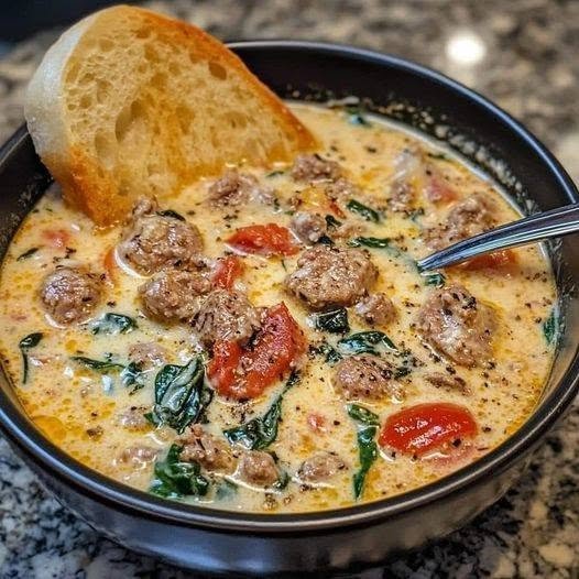 High-Protein Creamy Tuscan Sausage and Parmesan Soup