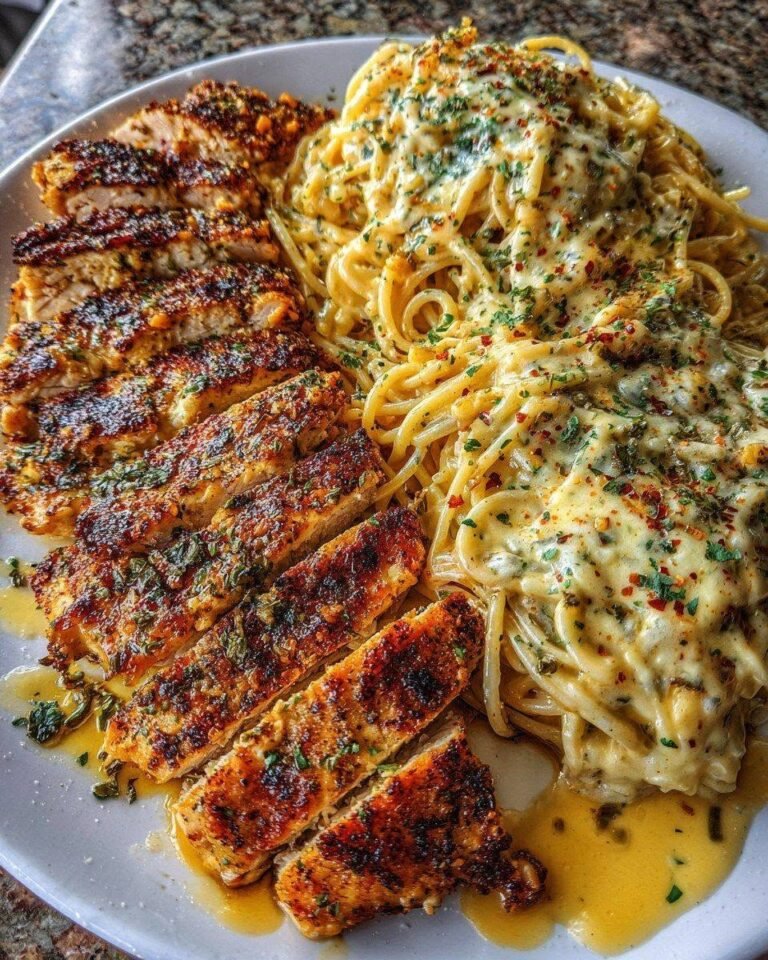Creamy Garlic Parmesan Chicken Spaghetti (High-Protein, Low-Carb)