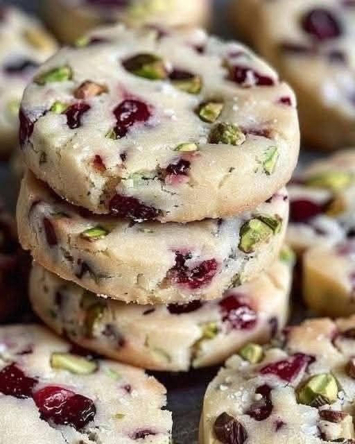 High-Protein Cranberry Pistachio Shortbread Cookies (Low-Carb)