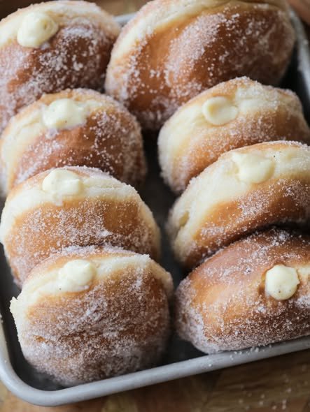 High Protein Sourdough Discard Donuts with Vanilla Cream