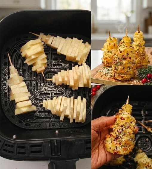 Festive Air Fryer Potato Trees with Parmesan