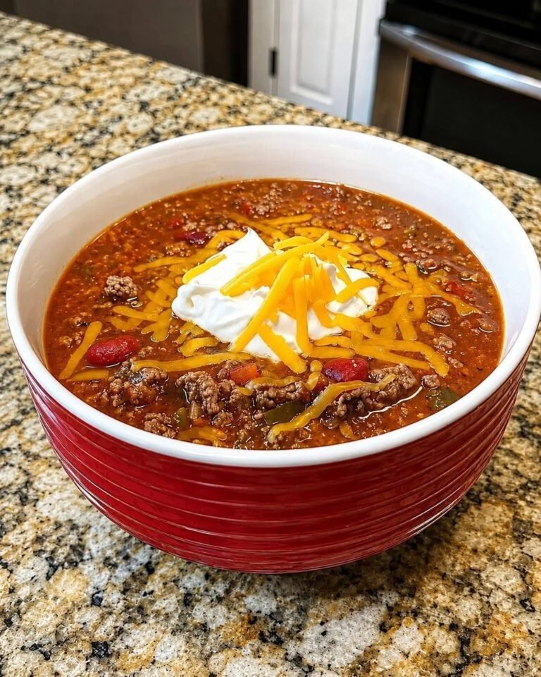 Hearty High-Protein Taco Soup with Ground Beef and Green Chiles