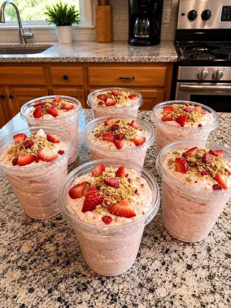 Creamy High-Protein Strawberry Cheesecake Fluff (Low-Carb)