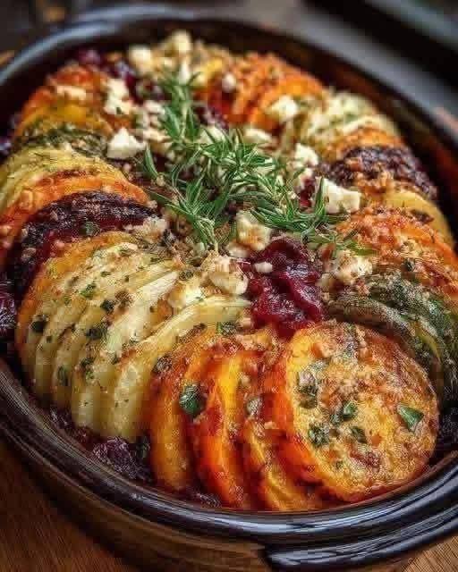 Baked Mediterranean Vegetable Tian with Herbed Feta (Low-Carb & High-