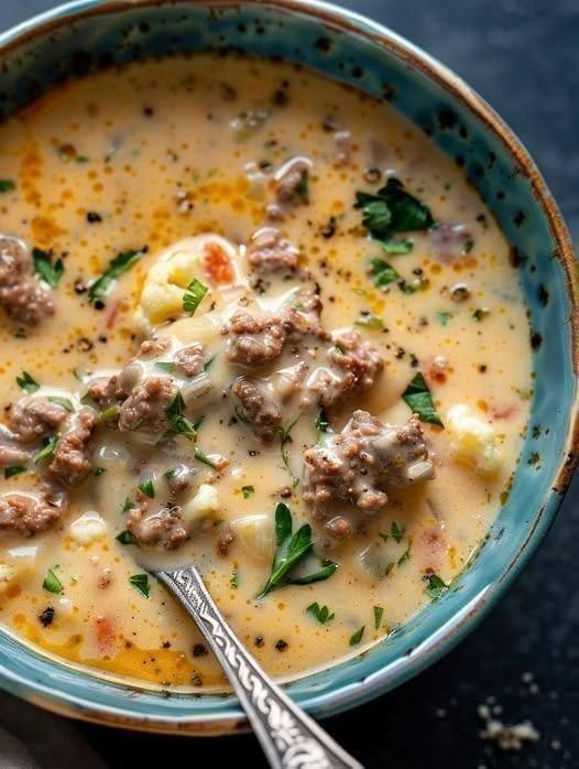 Keto-Friendly Creamy Parmesan Sausage Soup with Spinach