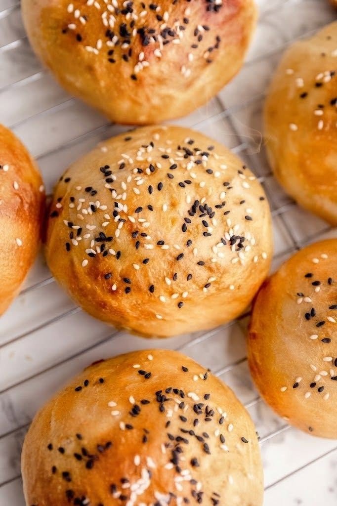 Soft & Fluffy Vegan Sourdough Burger Buns