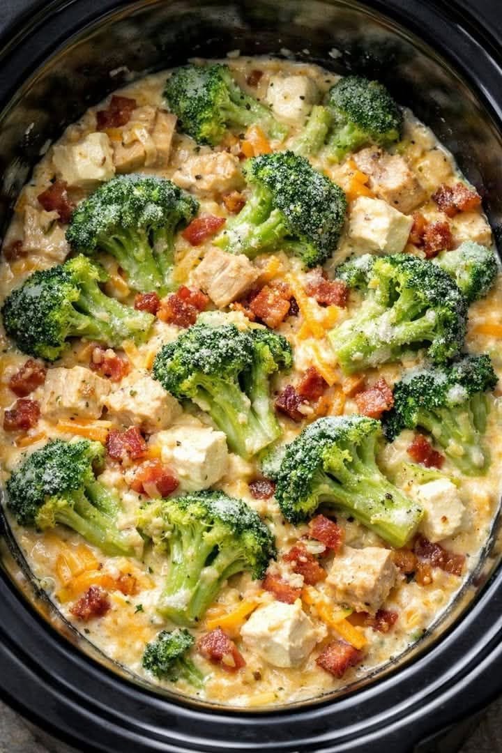 Easy Slow Cooker Keto Cheesy Chicken Breast and Broccoli Casserole
