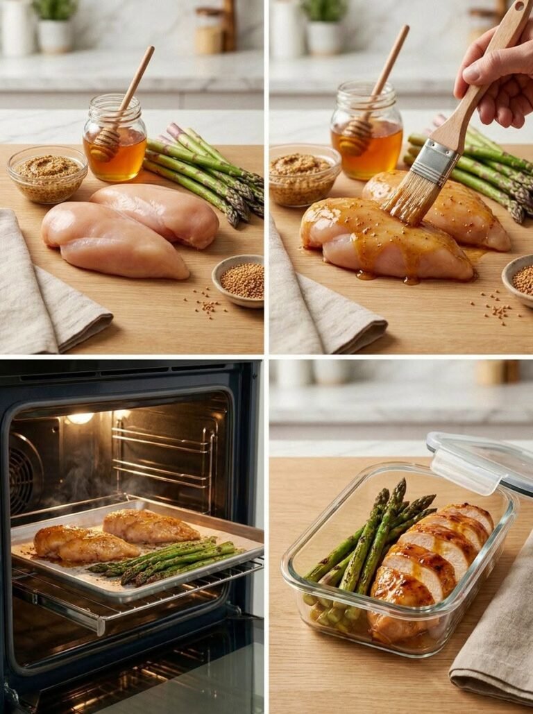 High Protein Honey Mustard Chicken with Roasted Asparagus