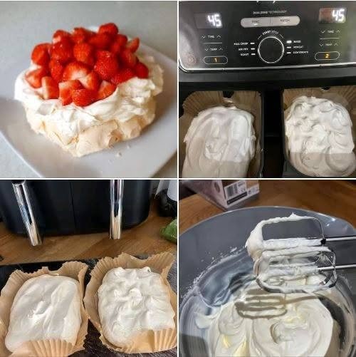 Keto Air Fryer Pavlova with Fresh Strawberries
