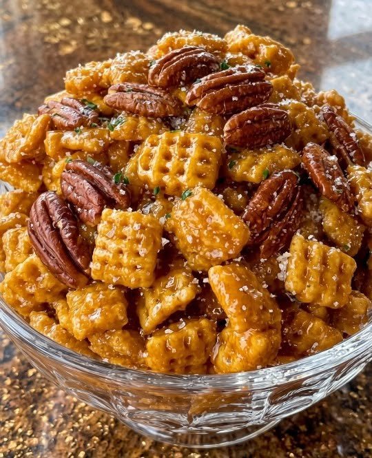 Crispy Sugar-Free Pecan Praline Protein Snack Mix