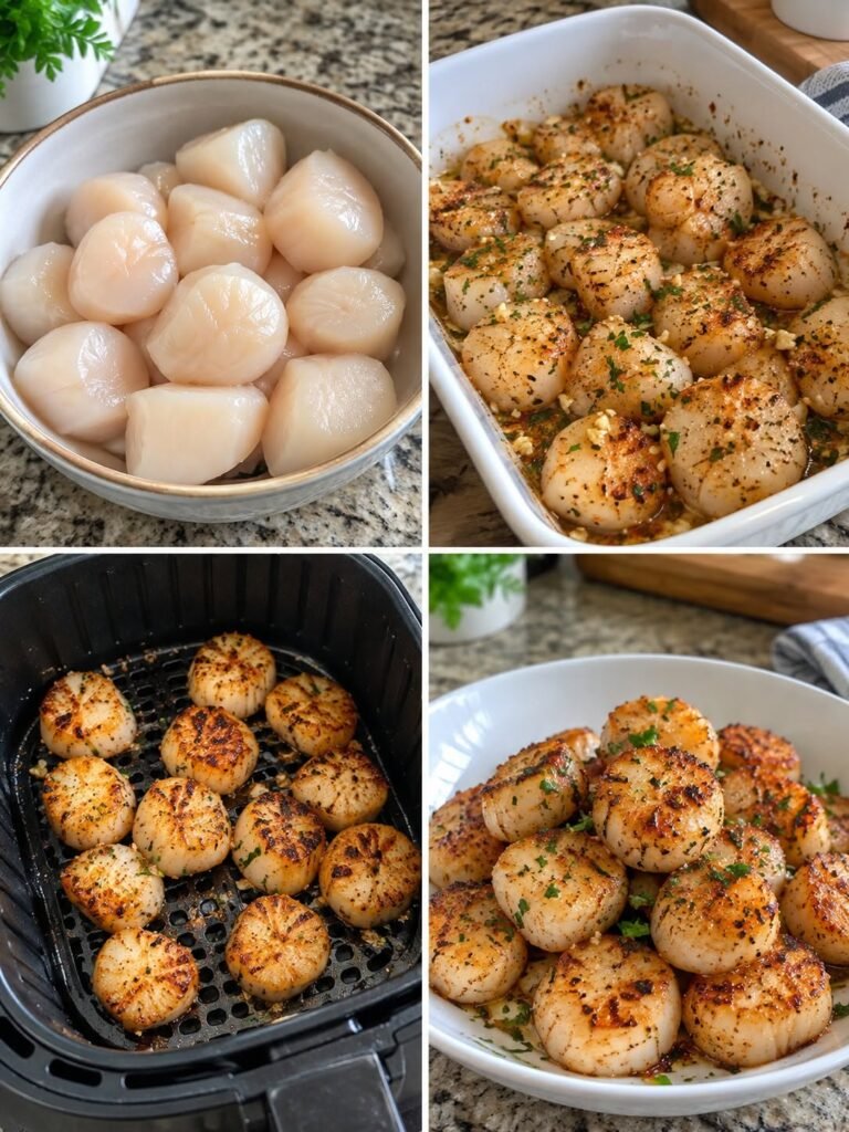 Easy 10-Minute Garlic Butter Air Fryer Scallops (High Protein, Low Carb)