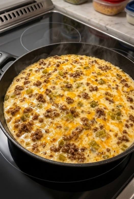 Easy High-Protein Cheesy Beef Skillet Dip