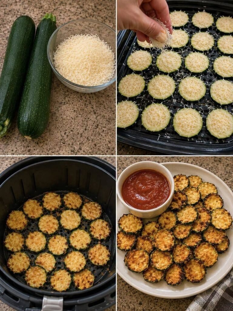 Crispy Air Fryer Parmesan Zucchini Chips (Keto & High Protein)