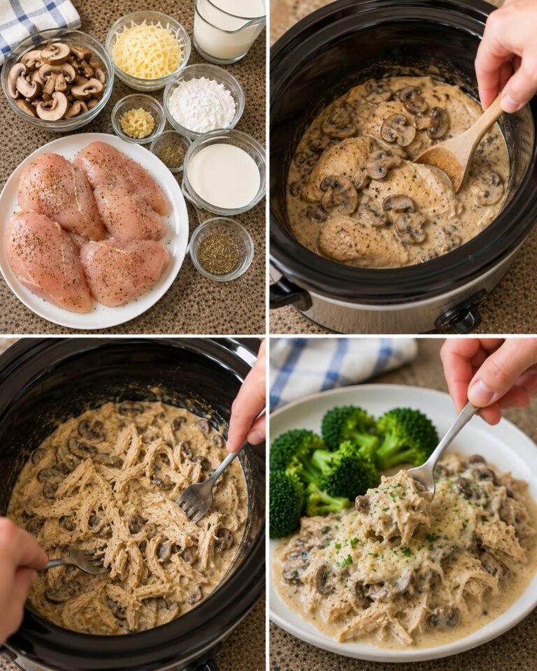 Easy Slow Cooker Creamy Mushroom Swiss Chicken (High-Protein, Low-Carb)