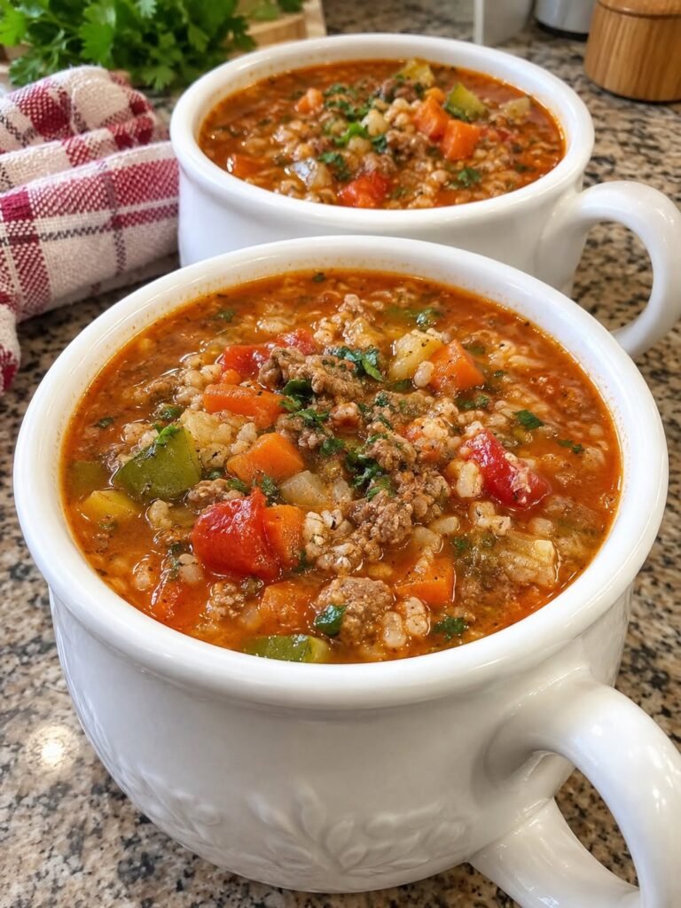 Hearty Keto Unstuffed Pepper Soup with Lean Ground Beef