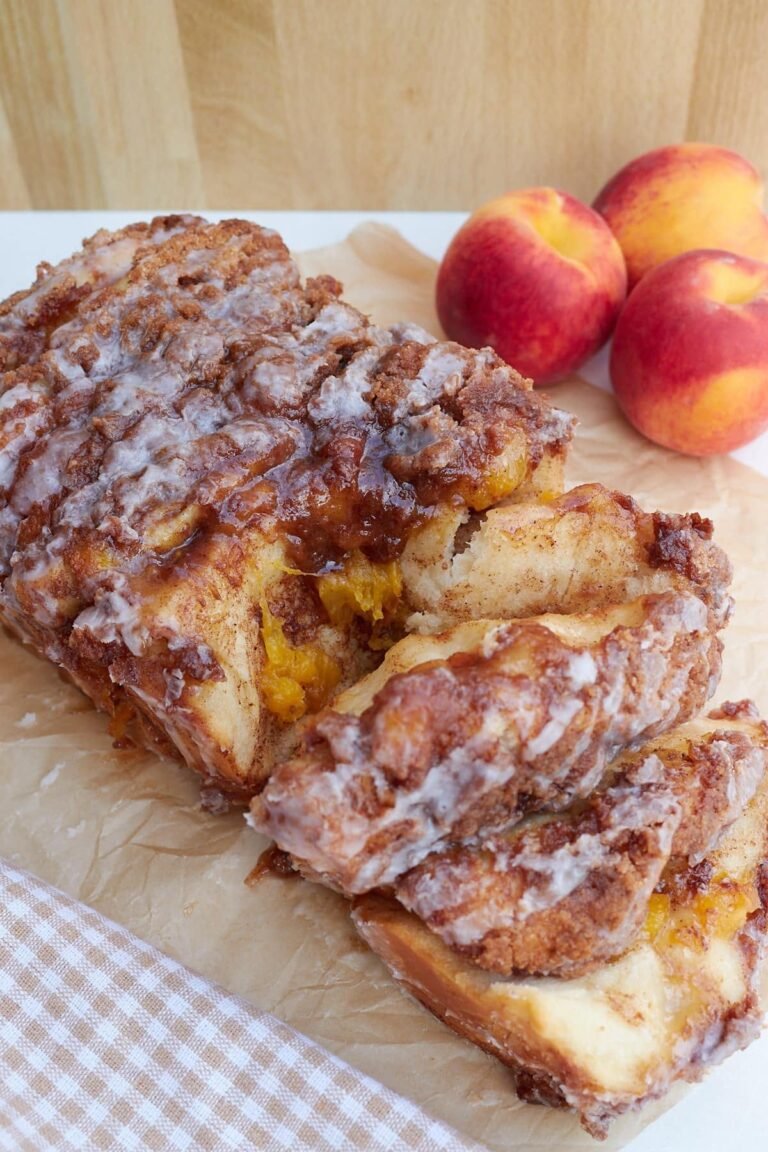 Easy High-Protein Sourdough Cinnamon Peach Bubble Bread