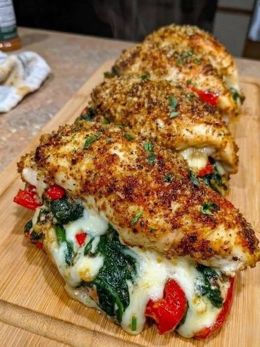 High-Protein Italian Stuffed Chicken Breast with Melted Mozzarella and Greens