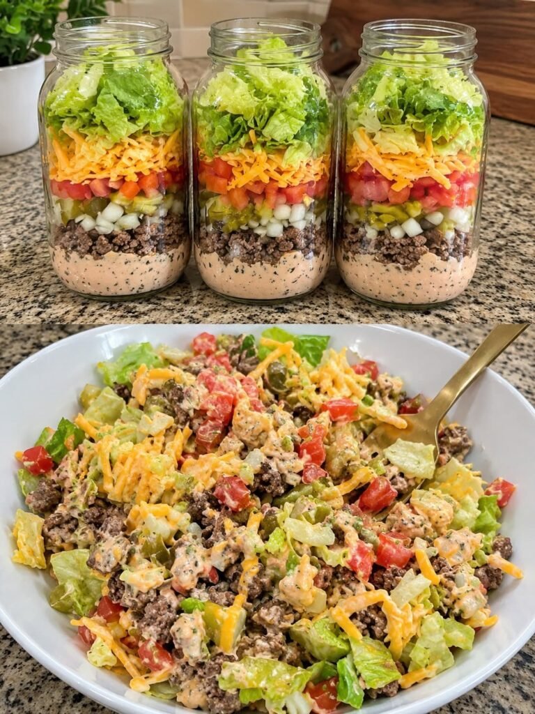 Easy Low-Carb Cheeseburger Salad with Homemade Special Sauce