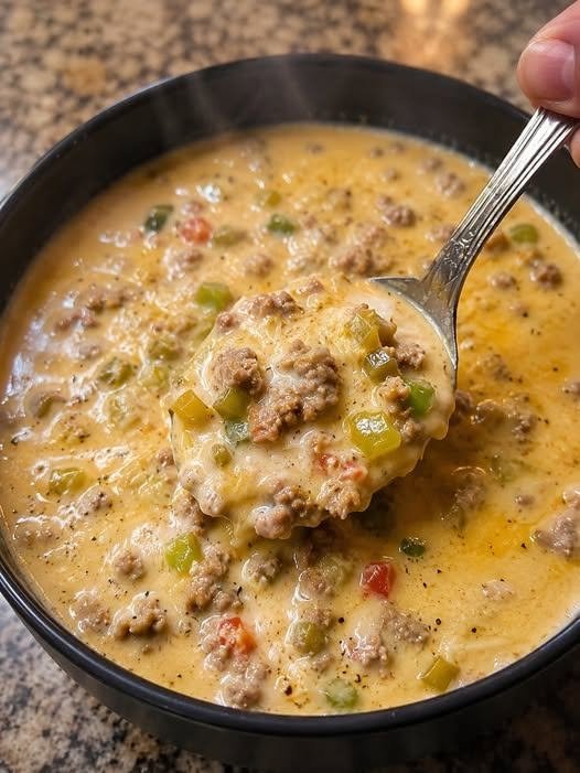 Thick and Creamy Keto Cheeseburger Soup (Gluten-Free)