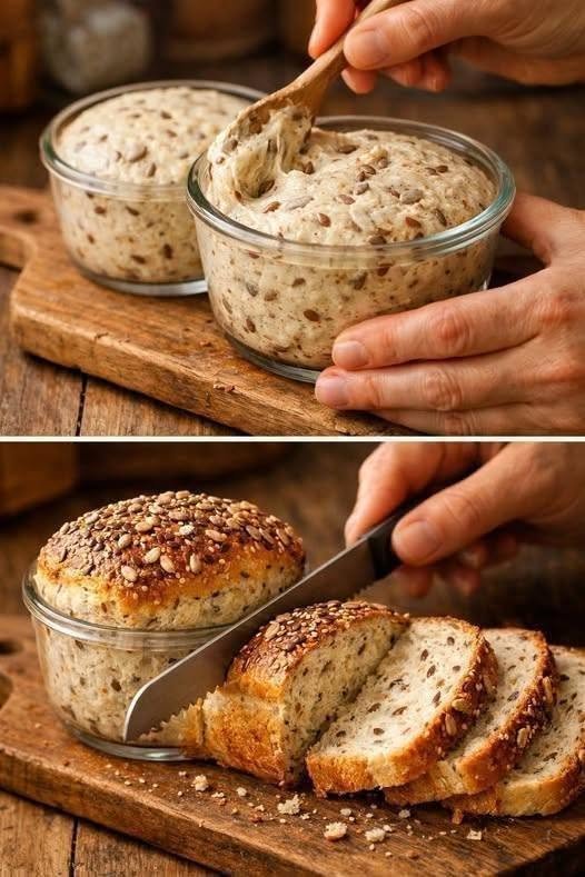 5-Minute Microwave Multi-Seed Keto Bread in a Glass Bowl