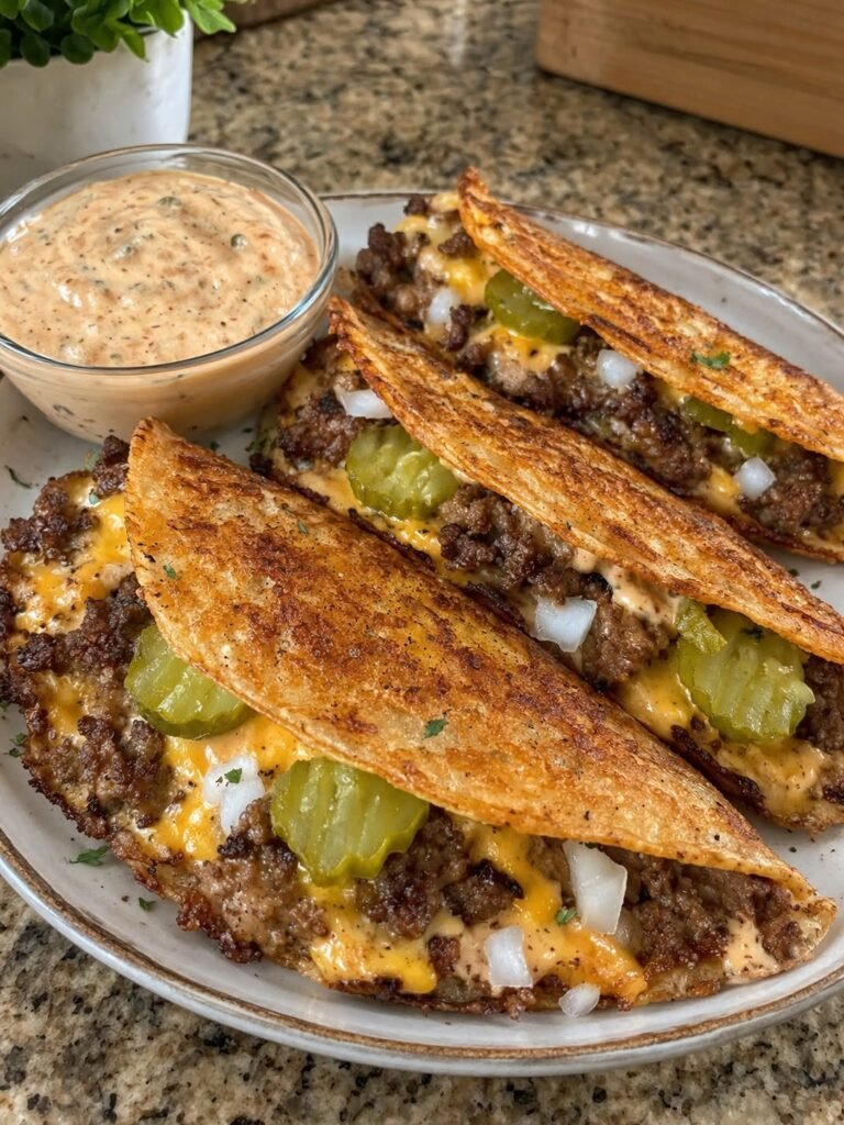 Easy Keto Smash Burger Tacos with Homemade Special Sauce