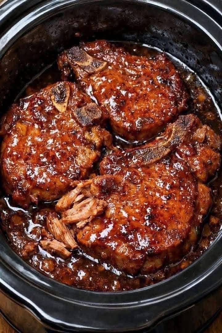 Easy Crockpot Glazed Pork Chops (High-Protein, Low-Carb Dinner)
