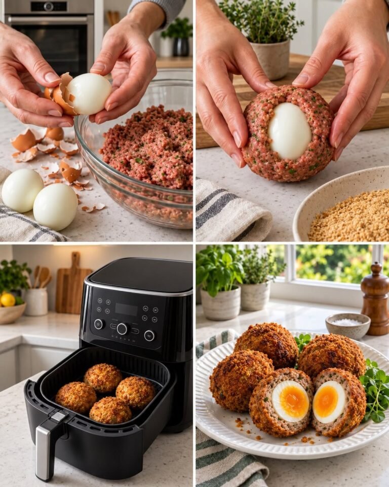 Healthy Air Fryer Scotch Eggs with Jammy Yolks (Low-Carb Breakfast)