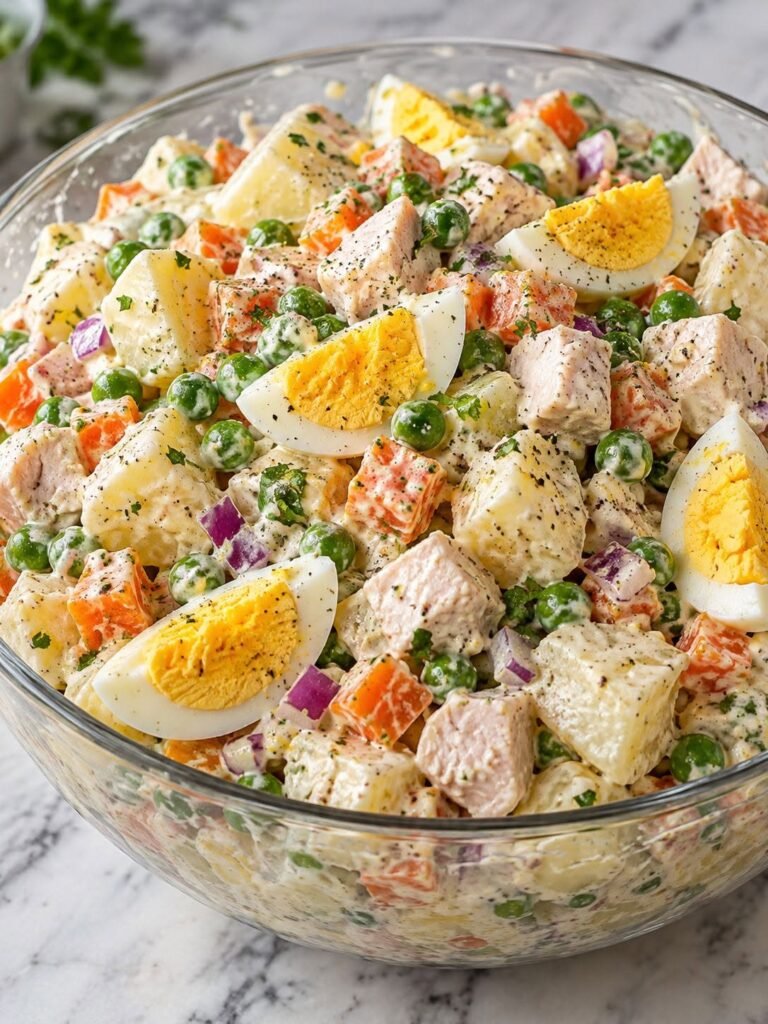 Healthy Russian Olivier Salad: High-Protein & Low-Carb Meal Prep