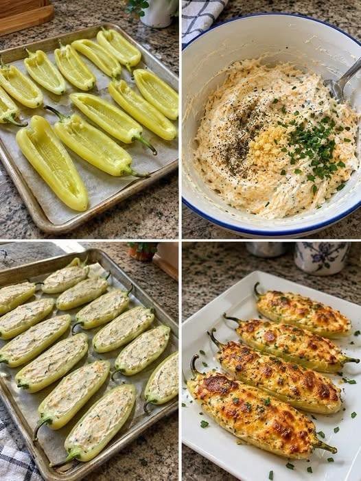 Cheesy Ground Turkey Stuffed Banana Peppers Recipe