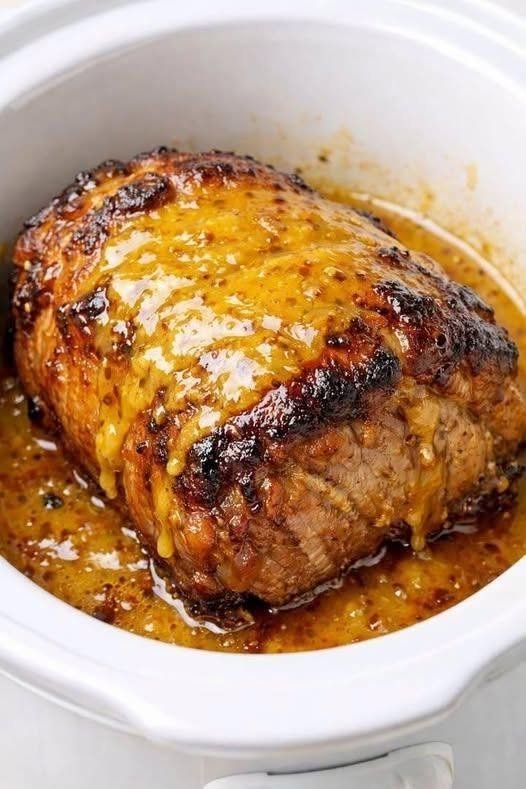 Easy Crockpot Honey Mustard Pork Loin (High Protein Dinner)