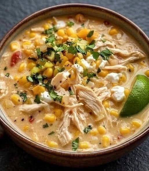 High-Protein Creamy Mexican Street Corn Chicken Chili (Low-Carb Friendly)