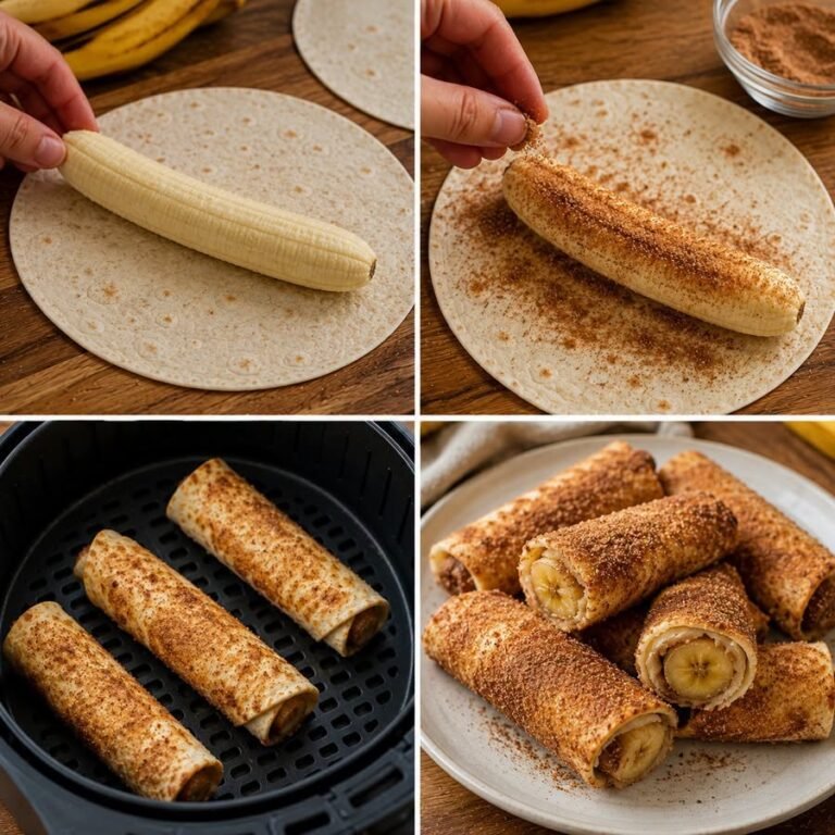 Crispy High-Protein Air Fryer Cinnamon Banana Roll-Ups (Low-Carb Friendly)