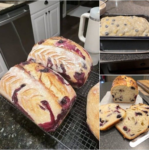 High Protein Blueberry Cream Cheese Sourdough Bread (Low Carb Friendly)