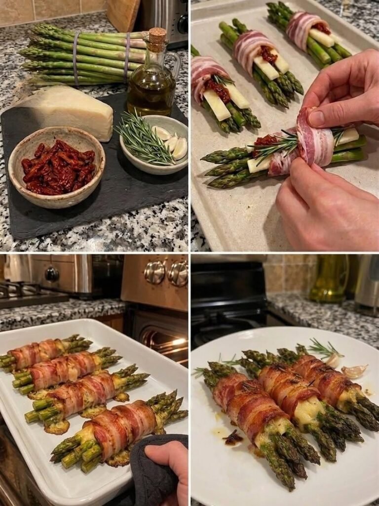 Crispy Bacon Wrapped Asparagus with Melted Cheddar (Low-Carb, High-Protein)