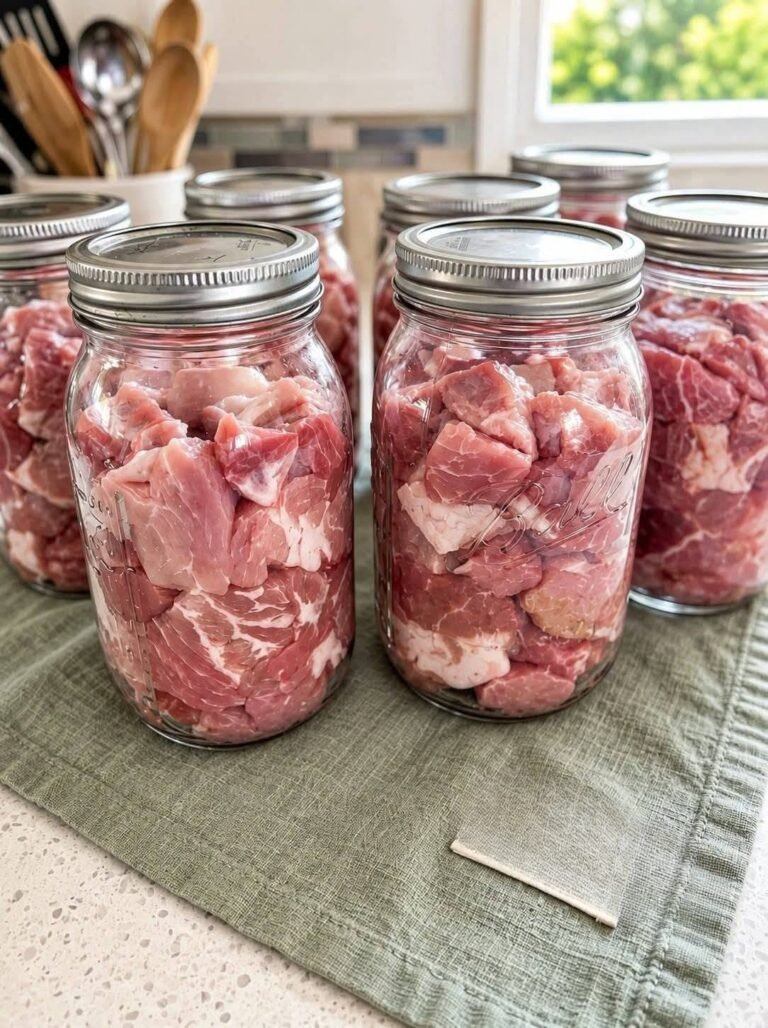 Tender Raw-Pack Canned Pork Chunks (High-Protein Pantry Staple)