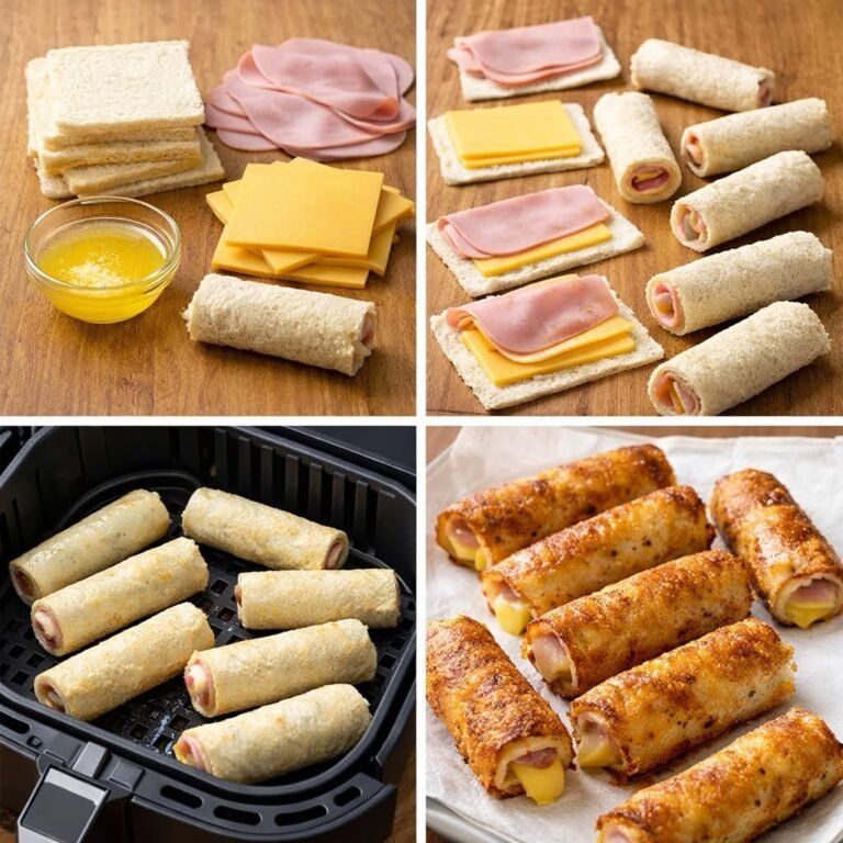 10-Minute Crispy Air Fryer Ham and Cheese Roll-Ups (Low Carb, High Protein)