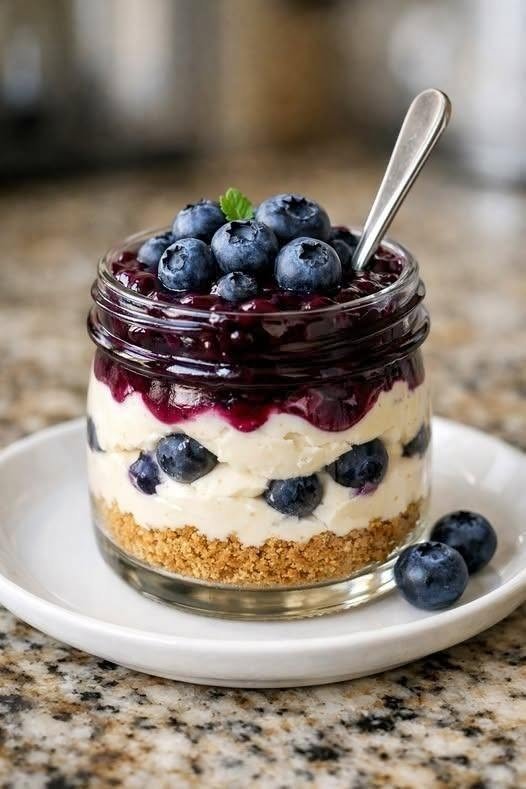 igh-Protein Blueberry Cheesecake Jars (Low-Carb & No-Bake)