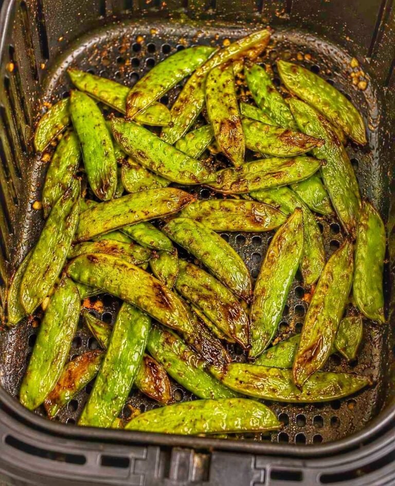 10-Minute Low-Carb Air Fryer Snow Peas with Garlic and Parmesan