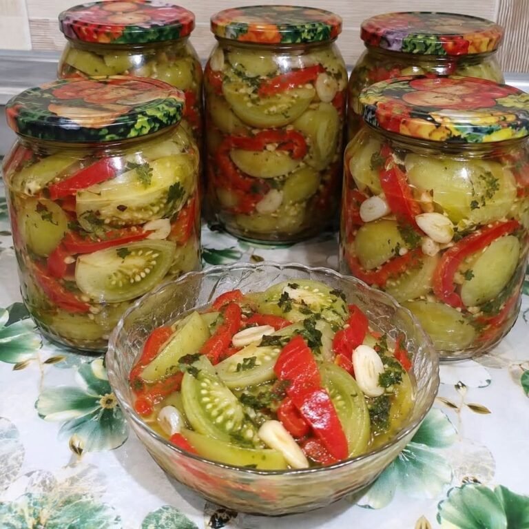 Tangy Garlic Pickled Green Tomatoes for Keto & High Protein Diets
