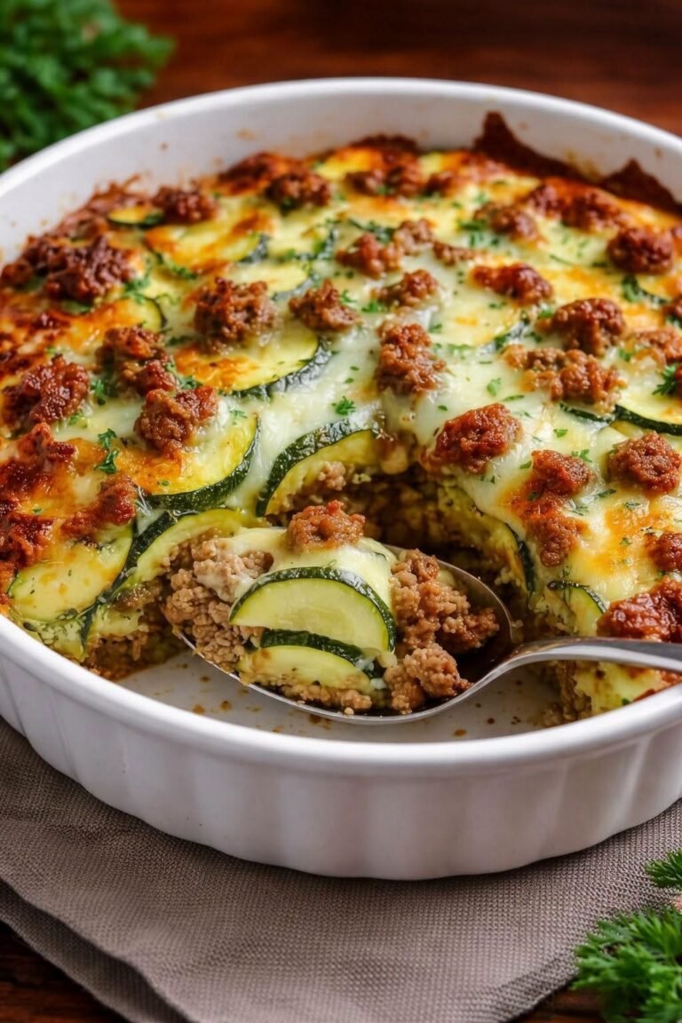Cheesy High-Protein Loaded Zucchini Casserole (Low-Carb)