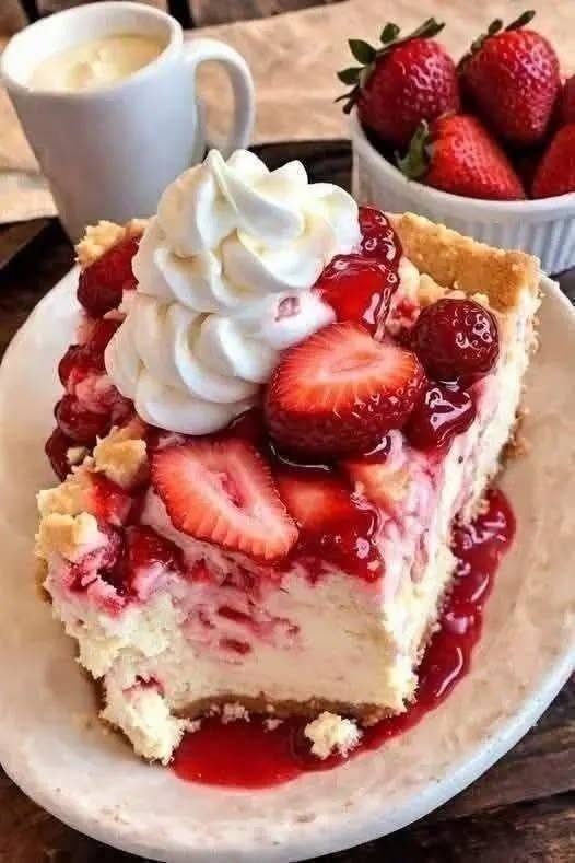 Healthy Crustless Strawberry Cheesecake Cobbler (High-Protein & Low-Sugar)
