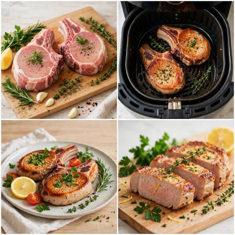 Crispy Juicy Air Fryer Pork Chops (High Protein, Low-Carb Dinner)