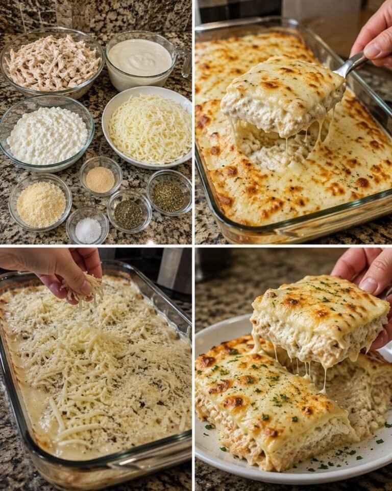 Creamy Garlic Parmesan Chicken Lasagna (Grain-Free & High-Protein)