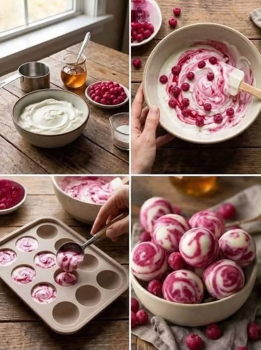 High-Protein Raspberry Swirl Frozen Yogurt Bites (Low-Carb Snack)