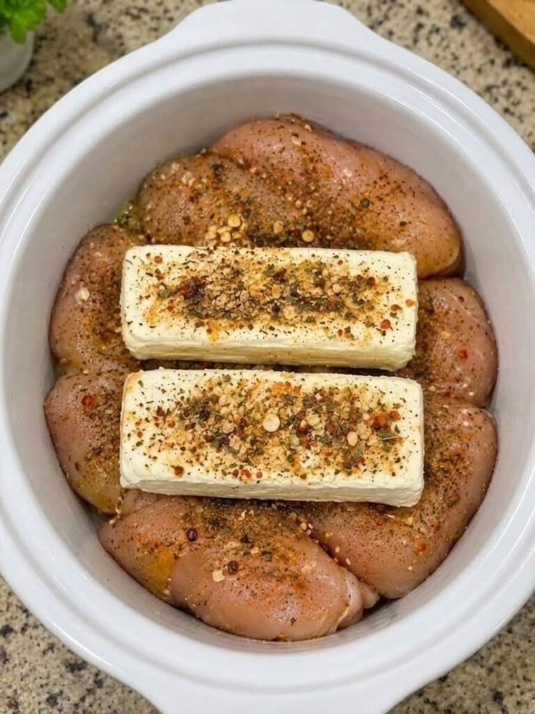 Creamy Crockpot Shredded Chicken with Bacon and Ranch