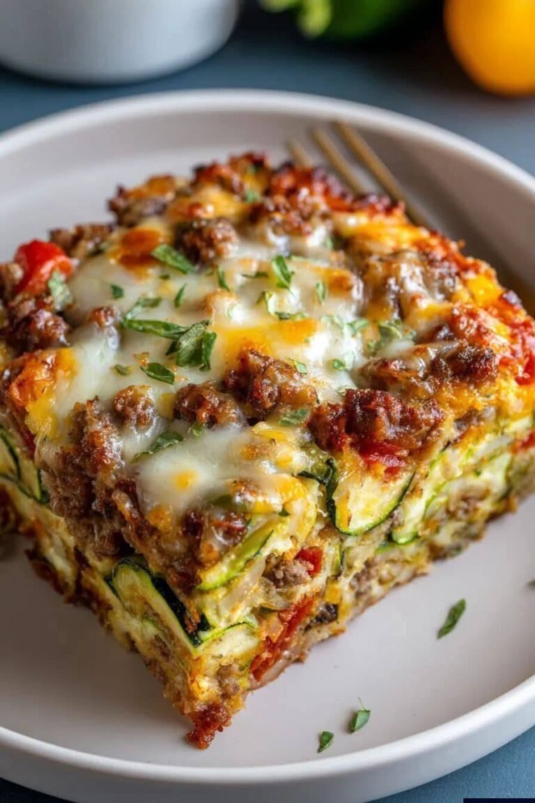 High-Protein Zucchini Crust Pizza Bake