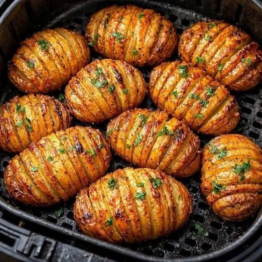 Easy Air Fryer Hasselback Potatoes (High-Protein Loaded Side)