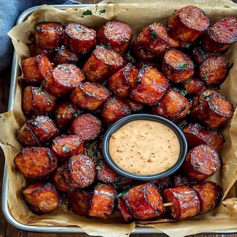 Crispy Hasselback Kielbasa Bites with Sweet Chili Glaze (Keto-Friendly)